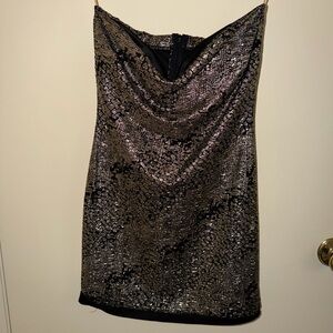 Windsor Strapless Black and Silver Sequin Dress